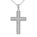 Sterling Silver Cubic Zirconia Cross Pendant Necklace