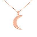 Gold Crescent Moon Pendant Necklace(Available in Yellow/White/Rose Gold)