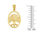 14K Yellow Gold Tree of Life Filigree Swirl Celtic Pendant Necklace Earring Set