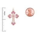 Rose Gold Fancy Cross Pendant Necklace With Gemstone and Diamonds