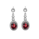 White Gold Diamond and Garnet Earrings