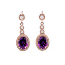 Rose Gold Diamond and Amethyst Earrings