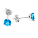 White Gold Blue Topaz Martini Stud Earrings