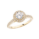 Yellow Gold Diamond Engagement/Proposal Ring With White Topaz In The Center