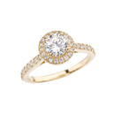 Yellow Gold Halo Engagement/Proposal Ring With Cubic Zirconia