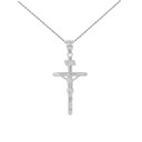 Solid White Gold INRI Cross Pendant Necklace ( 1.39")