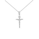 Solid White Gold INRI Cross Pendant Necklace ( 1.18")