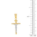 Solid Yellow Gold and White Gold INRI Cross Pendant Necklace ( 1.18")