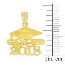 Solid Yellow Gold Class of 2018 Graduation Diploma & Cap Pendant Necklace