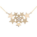 Yellow Gold Stars Necklace With Cubic Zirconia