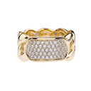 Gold Personalized ID Cuban Link Ring With Cubic Zirconia (Available in Yellow/Rose/White Gold)