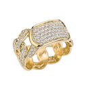 Gold Diamond Personalized ID Cuban Link Fancy Ring