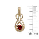 Yellow Gold Beaded 5 mm Genuine Garnet Double Infinity Hidden Bail Pendant