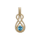 Yellow Gold Beaded 5 mm Genuine Blue Topaz Double Infinity Hidden Bail Pendant