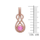 Rose Gold Beaded 5 mm Genuine Pink Cubic Zirconia Double Infinity Hidden Bail Pendant