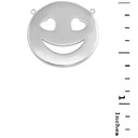 14K Solid White Gold Smiley Face Heart Eyes Sideways Pendant Necklace