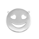 Sterling Silver Smiley Face Heart Eyes Sideways Pendant Necklace