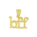 Solid Yellow Gold BFF Best Friends Forever Pendant Necklace
