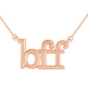 14k Solid Rose Gold BFF Best Friends Forever Sideways Pendant Necklace