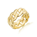 Gold Cuban Link Chain Ring 8mm