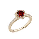 Garnet and Diamond Yellow Gold Engagement/Proposal Ring