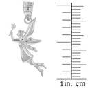 White Gold Angel Fairy Magic Wand Pendant Necklace