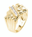 Gold Cubic Zirconia Men's Signet Nugget Ring