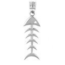 Gold Fish Bone Skeleton Pendant Necklace(Available In Yellow/Rose/White Gold)