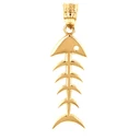 Gold Fish Bone Skeleton Pendant Necklace(Available In Yellow/Rose/White Gold)