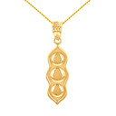Yellow Gold Three Peas in a Pod Pendant Necklace