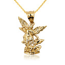Gold Saint Michael Pendant Necklace (Available in Yellow Gold, Rose Gold, White Gold)