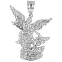 Sterling Silver St Michael The Archangel Pendant Necklace (1.35")