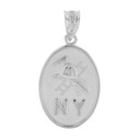 Sterling Silver New York Firefighter Oval Medallion Pendant Necklace