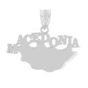 White Gold Republic of Macedonia  Country Pendant Necklace