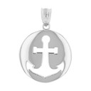 White Gold Anchor Nautical Pendant Necklace