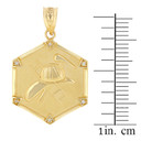 Yellow Gold  Firefighter Hexagon Diamond Pendant Necklace