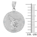 Sterling Silver St Michael Archangel CZ Pendant Necklace ( 1.14" )