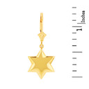 14K Solid Yellow Gold Star Pendant Necklace Earring Set