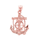 Rose Gold Mariners Anchor Crucifix Pendant Necklace