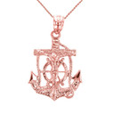 Rose Gold Mariners Anchor Crucifix Pendant Necklace