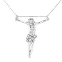 White Gold Jesus Christ Crucifix Pendant Necklace