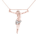 Rose Gold Jesus Christ Crucifix Pendant Necklace