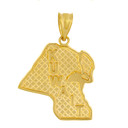 Solid Yellow Gold Country of Kuwait Geography Pendant Necklace
