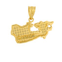 Solid Yellow Gold Country of Canada Geography Pendant Necklace