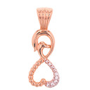 Rose Gold Infinity Swan Diamond Heart Pendant Necklace