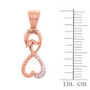 Rose Gold Infinity Swan Diamond Heart Pendant Necklace