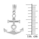 Sterling Silver Nautical Heart Ship Anchor Pendant Necklace