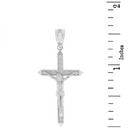 Solid White Gold Passion Cross Crucifix Pendant Necklace 1.63"( 41 mm)