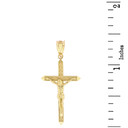 Solid Yellow Gold Passion Cross Crucifix Pendant Necklace 1.40" (35 mm)