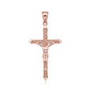 Solid Gold Passion Cross Crucifix Pendant Necklace 1.23" ( 31 mm )(Available in Yellow/Rose/White And Two Tone Gold)